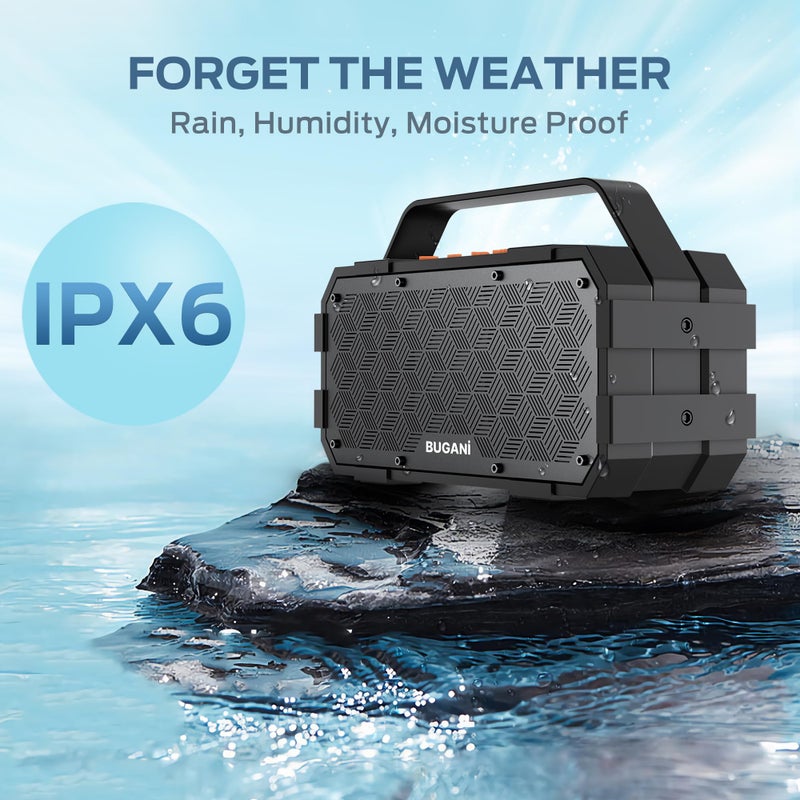 BUGANI Bluetooth Speaker, Portable Bluetooth Speakers with 40W Stereo Sound, Loud Bluetooth Speaker 24H Playtime Support TF Card/AUX, IPX6 Waterproof for Beach Camping Outdoor Indoor - Image 5